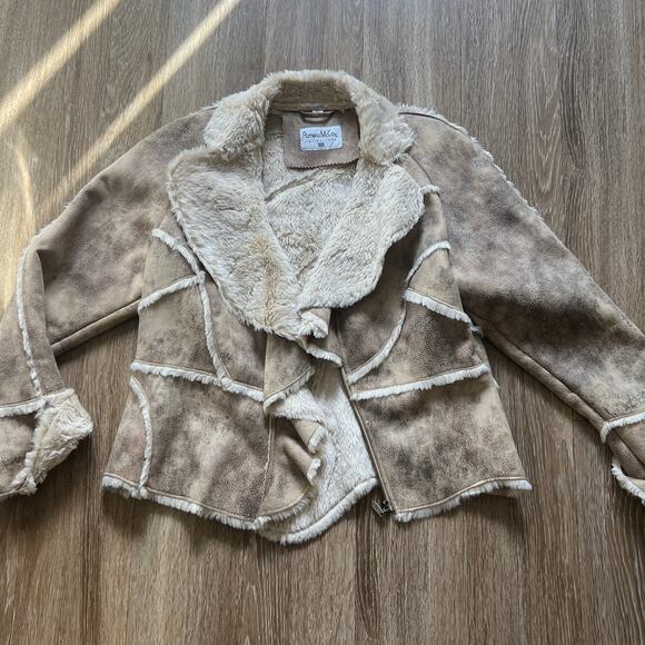 Vintage Pamela McCoy Faux Shearling Suede Zip Up Jacket Medium - Picture 1 of 16